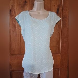 Maurices Soft Blue Chevron Blouse